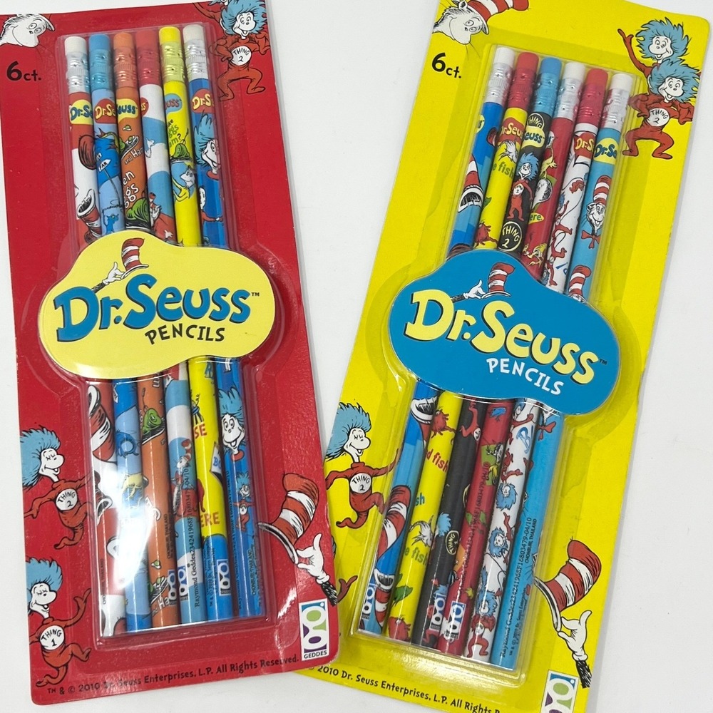 Dr. Seuss pencils pack of 6 New, Vintage Pencils 2010